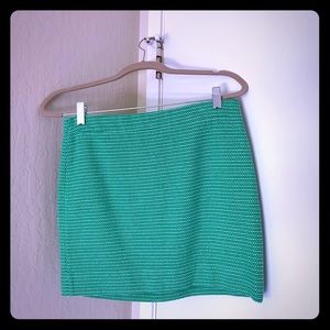 Jcrew green and white mini skirt
